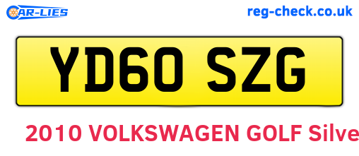 YD60SZG are the vehicle registration plates.
