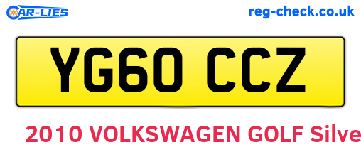 YG60CCZ are the vehicle registration plates.