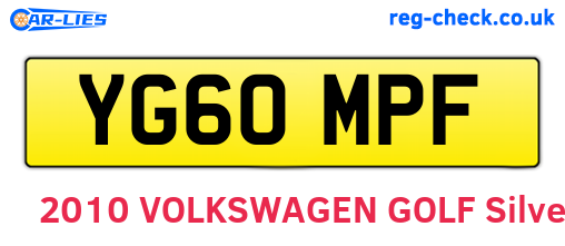 YG60MPF are the vehicle registration plates.