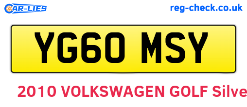 YG60MSY are the vehicle registration plates.
