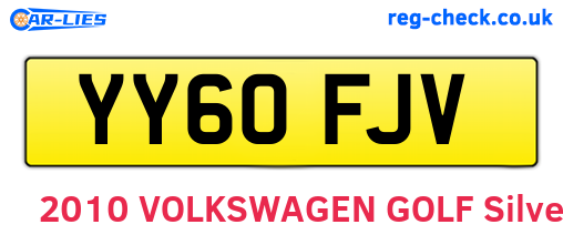 YY60FJV are the vehicle registration plates.