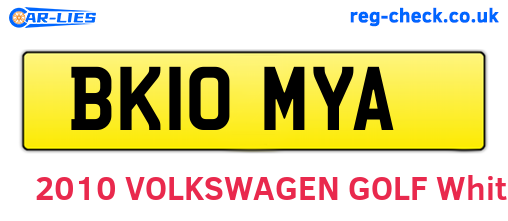 BK10MYA are the vehicle registration plates.