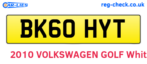 BK60HYT are the vehicle registration plates.
