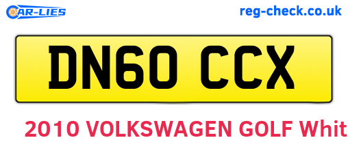 DN60CCX are the vehicle registration plates.