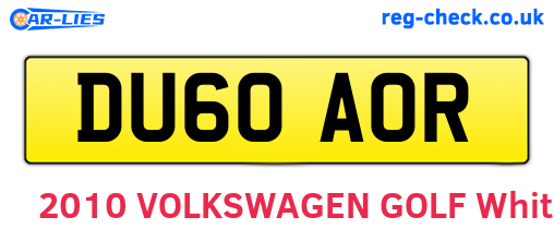 DU60AOR are the vehicle registration plates.