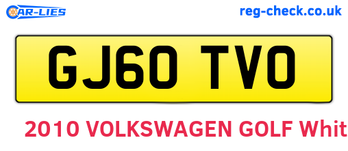 GJ60TVO are the vehicle registration plates.