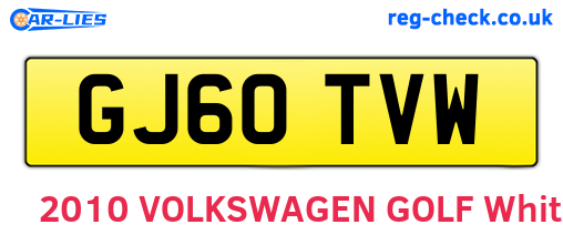 GJ60TVW are the vehicle registration plates.