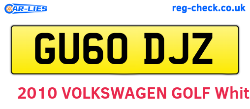 GU60DJZ are the vehicle registration plates.