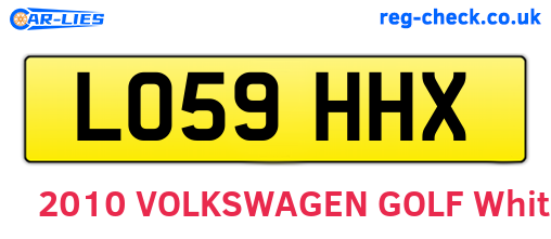 LO59HHX are the vehicle registration plates.