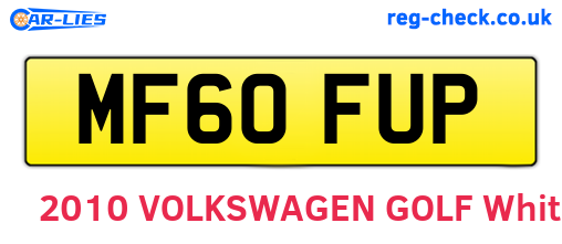 MF60FUP are the vehicle registration plates.