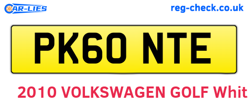 PK60NTE are the vehicle registration plates.