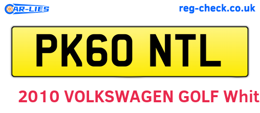 PK60NTL are the vehicle registration plates.