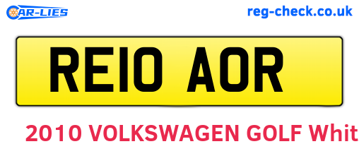 RE10AOR are the vehicle registration plates.