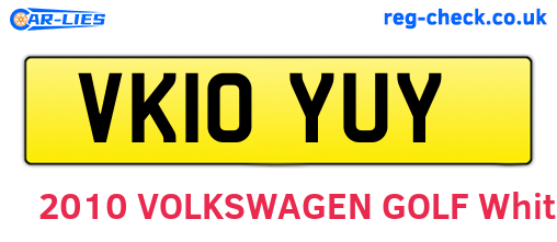 VK10YUY are the vehicle registration plates.