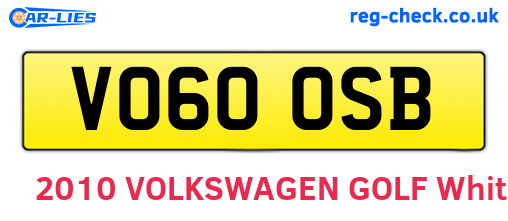 VO60OSB are the vehicle registration plates.