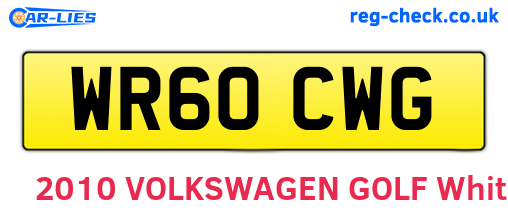 WR60CWG are the vehicle registration plates.