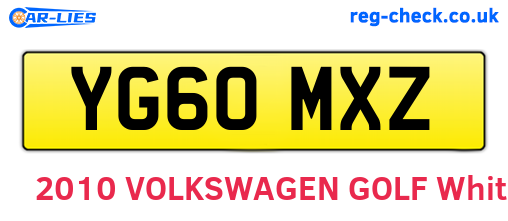 YG60MXZ are the vehicle registration plates.