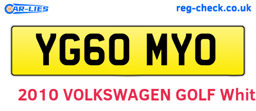 YG60MYO are the vehicle registration plates.