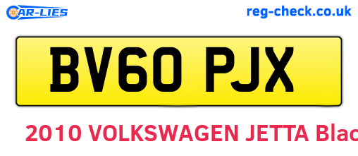 BV60PJX are the vehicle registration plates.