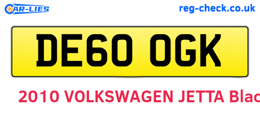 DE60OGK are the vehicle registration plates.
