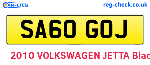SA60GOJ are the vehicle registration plates.
