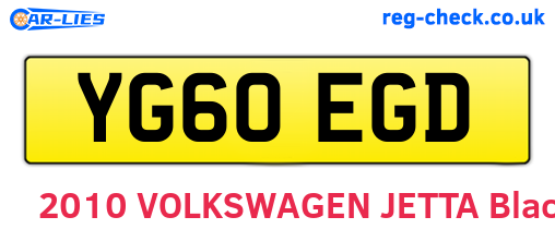 YG60EGD are the vehicle registration plates.
