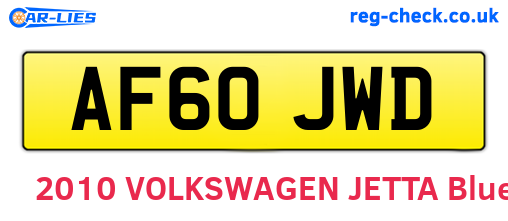 AF60JWD are the vehicle registration plates.