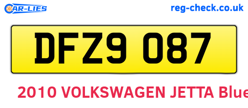 DFZ9087 are the vehicle registration plates.