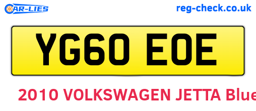 YG60EOE are the vehicle registration plates.