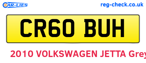 CR60BUH are the vehicle registration plates.
