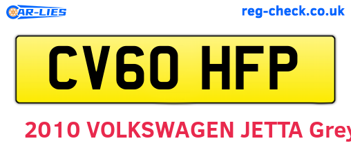CV60HFP are the vehicle registration plates.