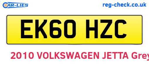 EK60HZC are the vehicle registration plates.