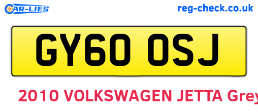 GY60OSJ are the vehicle registration plates.
