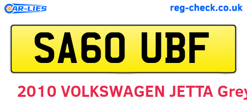 SA60UBF are the vehicle registration plates.