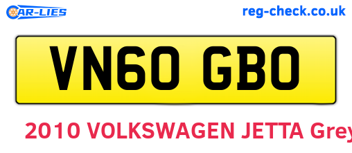VN60GBO are the vehicle registration plates.