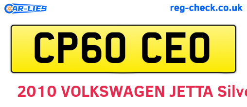 CP60CEO are the vehicle registration plates.