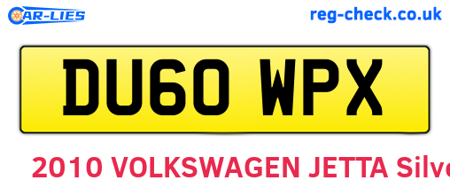 DU60WPX are the vehicle registration plates.