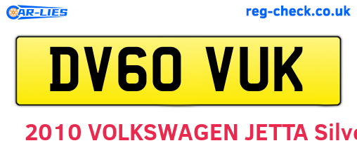 DV60VUK are the vehicle registration plates.