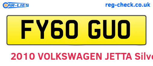 FY60GUO are the vehicle registration plates.
