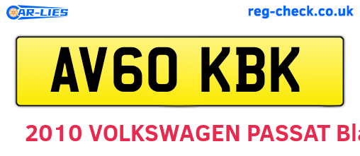 AV60KBK are the vehicle registration plates.