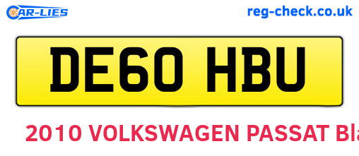 DE60HBU are the vehicle registration plates.
