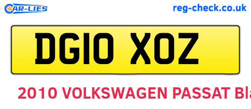 DG10XOZ are the vehicle registration plates.