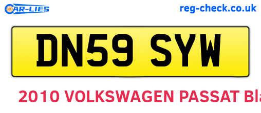 DN59SYW are the vehicle registration plates.