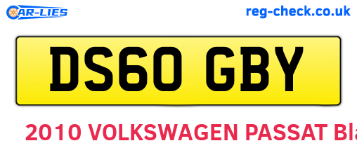 DS60GBY are the vehicle registration plates.