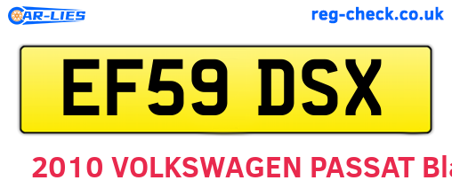EF59DSX are the vehicle registration plates.