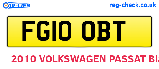 FG10OBT are the vehicle registration plates.