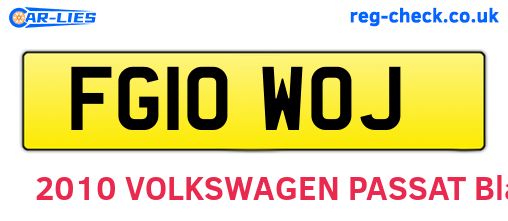 FG10WOJ are the vehicle registration plates.