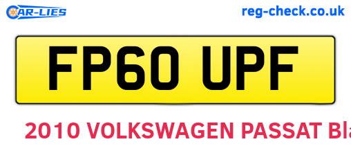 FP60UPF are the vehicle registration plates.