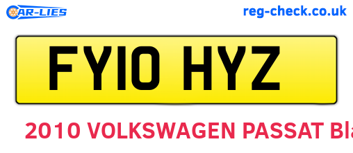 FY10HYZ are the vehicle registration plates.