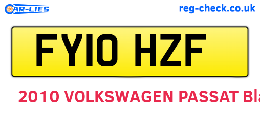 FY10HZF are the vehicle registration plates.